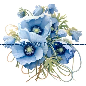 Látkový panel - Vlčí mák modrý - KYT-86 Velikost: 15x15cm, Materiál: Mikroplyš