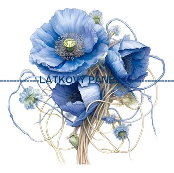 Látkový panel - Vlčí mák modrý - KYT-88 Velikost: 25x25cm, Materiál: Mikroplyš