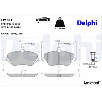 Auto-moto Sada brzdových destiček, kotoučová brzda DELPHI LP1891