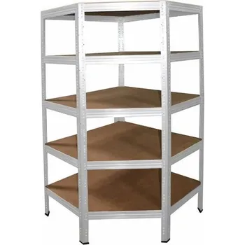 regál meets-ecommerce UG Rohový dílenský regál 200x90x60, 5-6 polic barva: bílá, počet polic: 5 polic