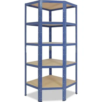 regál meets-ecommerce UG Rohový regál 180x80x50, 5-6 polic barva: modrá, počet polic: 5 polic
