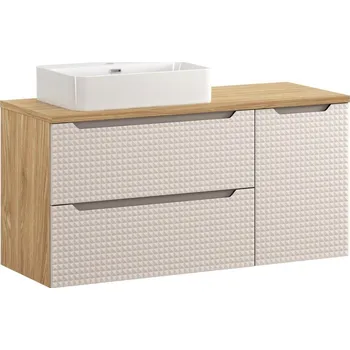 Policová skříň Závěsná skříňka Luxor Beige Trust s deskou a umyvadlem 120 cm černá/dub olejovaný