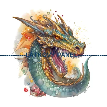 Látkový panel - Drak- DIN-12 Velikost: 20x20cm, Materiál: Mikroplyš