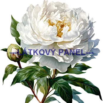 Látkový panel - Pivoňka bílá - KYT-283 Velikost: 15x15cm, Materiál: Mikroplyš