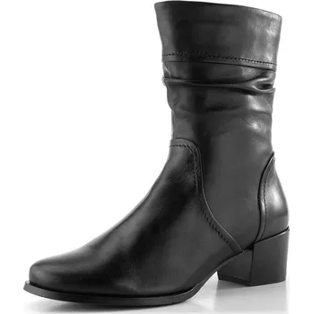 Dámské kozačky Regarde řasený zipový kotník na podpatku Jolene-33 black - 37 | P699573