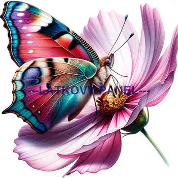 Látkový panel - Motýl na květině - MO-44 Velikost: 20x20cm, Materiál: Mikroplyš