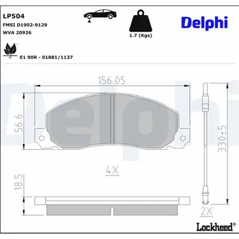 Brzdová destička Sada brzdových destiček, kotoučová brzda DELPHI LP504