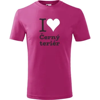 Chlapecké tričko Purpurové dětské tričko I love Černý teriér - dárek pro malého pejskaře / pejskařku - barva purpurová - velikost 10let