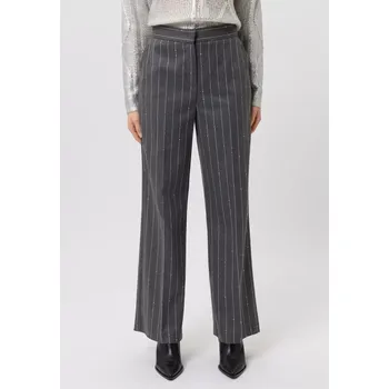 TUZZI ICY EDGE dámské kalhoty šedé s bílým proužkem a flitry