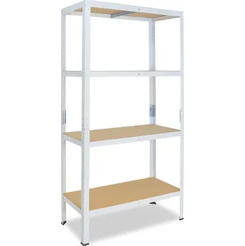 regál meets-ecommerce UG Kovový regál 155x110x30 cm, 4-6 polic barva: bílá, počet polic: 4 police