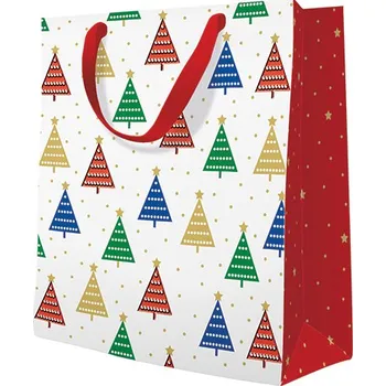 Dárková taška Paw Taška PAW lux střední Colorful Christmas Trees /10/ ,balení 10 ks 589356