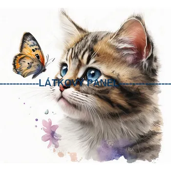 Látkový panel - Kočka - KČ-142 Velikost: 20x20cm, Materiál: Mikroplyš