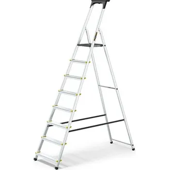 Žebřík Schůdky hliníkové 125kg, 8 stupňů, s odkládací policí