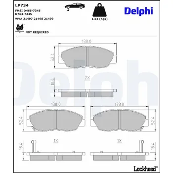 Brzdová destička Sada brzdových destiček, kotoučová brzda DELPHI LP734