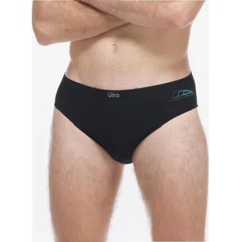 Slipy Gina Pánské slipy s úzkým bokem 70073P černá-tyrkysová 46-48