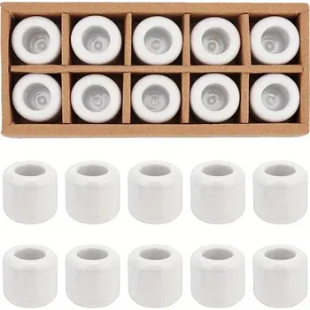 Svícen Sada 10 mini kulatých keramických svícnů, bílá