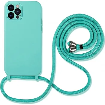 Pouzdro na mobilní telefon Silikonový kryt se šňůrkou a ochranou fotoaparátu pro iPhone 13 Barva: Tyrkysová