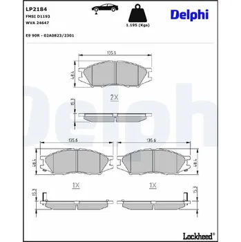 Brzdová destička Sada brzdových destiček, kotoučová brzda DELPHI LP2184