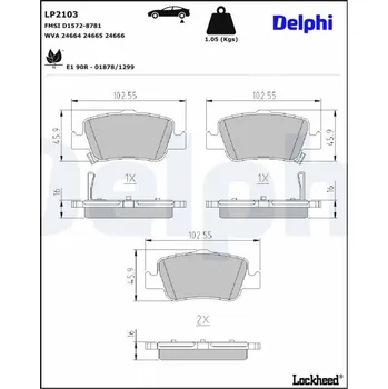 Brzdová destička Sada brzdových destiček, kotoučová brzda DELPHI LP2103