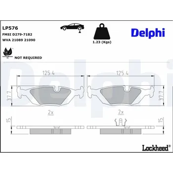 Brzdová destička Sada brzdových destiček, kotoučová brzda DELPHI LP576
