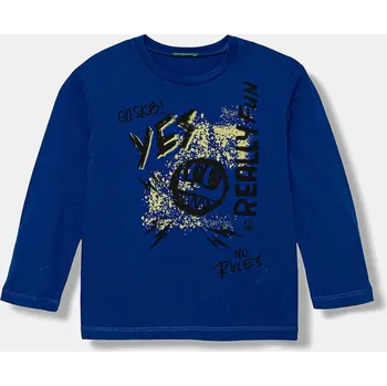 Dětské bavlněné tričko s dlouhým rukávem United Colors of Benetton 3JERG10K5.P.seasonal modrá 55X, vel. 104