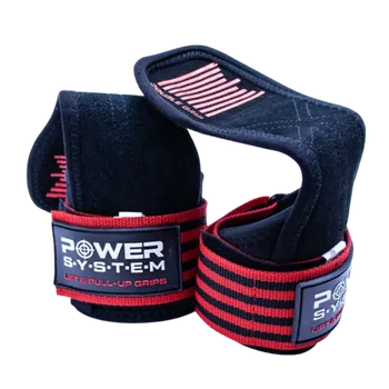Fitness rukavice Power System Posilovací gripy Lift&Pull-Up Grips 3380 - červené