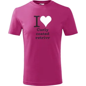 Chlapecké tričko Purpurové dětské tričko I love Curly coated retrívr - dárek pro malého pejskaře / pejskařku - barva purpurová - velikost 4roky