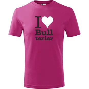 Chlapecké tričko Purpurové dětské tričko I love Bullterier - dárek pro malého pejskaře / pejskařku - barva purpurová - velikost 6let