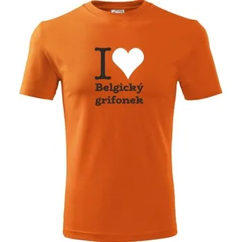 Chlapecké tričko Oranžové dětské tričko I love Belgický grifonek - dárek pro malého pejskaře / pejskařku - barva oranžová - velikost 4roky