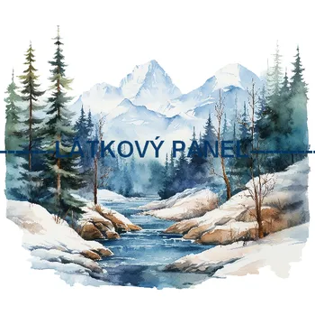 Látkový panel - Zimní krajinka - ZIM-134 Velikost: 15x15cm, Materiál: Mikroplyš