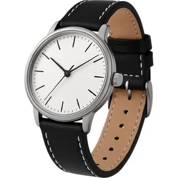 Ostatní příslušenství k chytrým hodinkám eses Kožený řemínek - Černý s bílým prošíváním a dvojitou sponou, 22 mm