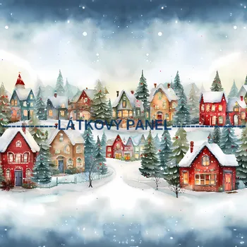 Látkový panel - Zimní městečko - ZIM-85 Velikost: 30x30cm, Materiál: Mikroplyš