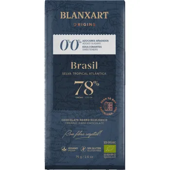 Čokoláda Blanxart Brasil 78% BIO hořká čokoláda bez přidaného cukru a sladidel 75 g