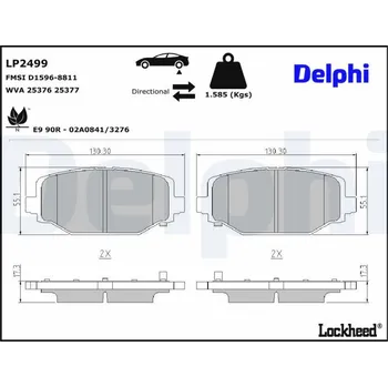 Brzdová destička Sada brzdových destiček, kotoučová brzda DELPHI LP2499