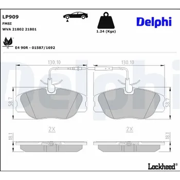 Brzdová destička Sada brzdových destiček, kotoučová brzda DELPHI LP909