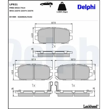 Brzdová destička Sada brzdových destiček, kotoučová brzda DELPHI LP921