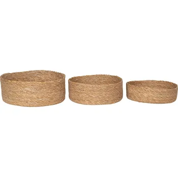 Úložný box House Nordic Sada 3 kulatých košíků, mořská tráva, přírodní, Batam
