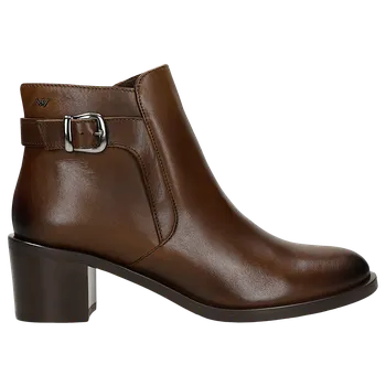 Dámská obuv Zateplené Kotníčkové Boty Z Hnědé Lícové Kůže Na Podpatku Wojas 5532752 37