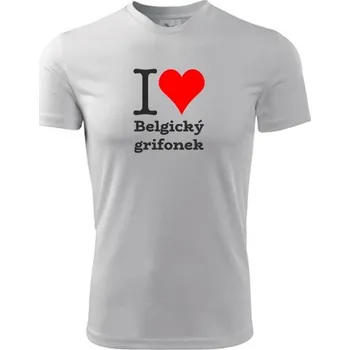 Bílé dětské tričko I love Belgický grifonek - dárek pro malého pejskaře / pejskařku - barva bílá - velikost 4roky
