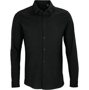 Pánská košile Neoblu Pique Basile Pánská bavlněná košile NB3777 Deep black 4XL