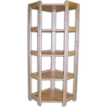 regál Kareš Dřevěný rohový regál 166x60x34cm, 5 polic Povrchová úprava: bez povrchové úpravy