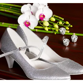 Dámské lodičky Stříbrné lodičky s páskem Velikost obuvi: 36