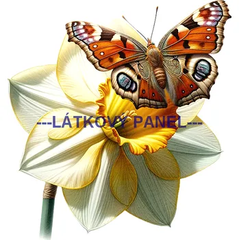 Látkový panel - Motýl na květině - MO-26 Velikost: 15x15cm, Materiál: Mikroplyš