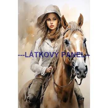 Látkový panel - Dívka na koni - KON - 87 Velikost: 30x20cm, Materiál: Mikroplyš