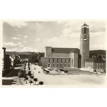 Stará Pohlednice Jablonec Nad Nisou - Kostelec na Rudém náměstí (Černobílá fotopohlednice)