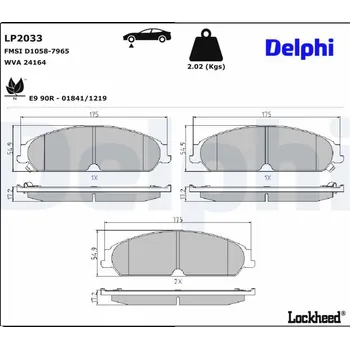 Brzdová destička Sada brzdových destiček, kotoučová brzda DELPHI LP2033