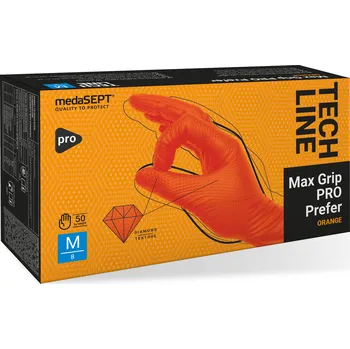Pracovní rukavice MedaSept MaxGrip nitrilové jednorázové rukavice Barva: oranžová, Velikost: XL 18637_XL