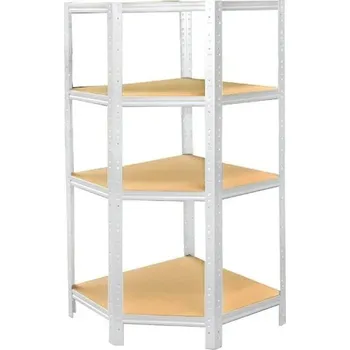 regál meets-ecommerce UG Rohový regál 155x70x45, 4 police barva: bílá, počet polic: 4 police