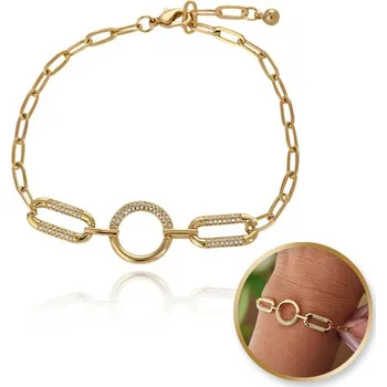 Náramek Flamenco Mystique Náramek z chirurgické oceli s pozlacením 14k a kubickou zirkonií - BST1558