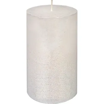 Svíčka Svíčka válec s bílým flitrem 70x130 mm